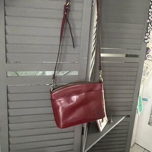 Patricia Nash Elegant Burgundy Leather Crossbody Bag